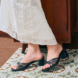 Nazra Knotted Strappy Heels (Black)