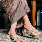 Aisha Open Toe Knotted Heels (Light Green)