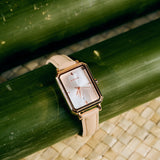 Zara Rose Gold Leather Analogue Watch (Beige)