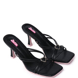 Fallen for Barbie Heart Embellishment Heels (Black)