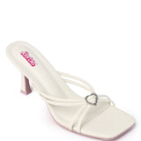 Fallen for Barbie Heart Embellishment Heels (White)