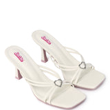 Fallen for Barbie Heart Embellishment Heels (White)