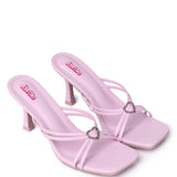 Fallen for Barbie Heart Embellishment Heels (Pink)