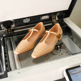 Callie Square Toe Mary Janes (Nude)