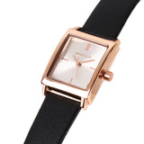 Sima Rose Gold Leather Analog Watches (Black)