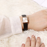 Sima Rose Gold Leather Analog Watches (Black)