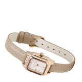 Kaytie Rose Gold Leather Analog Watches (Beige)