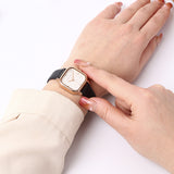 Adelie Rose Gold Leather Analog Watches (Black)
