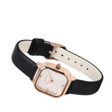 Adelie Rose Gold Leather Analog Watches (Black)