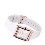 Atharis Rose Gold Leather  Watch with Necklace Set (White)