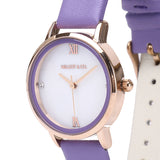 Shireen Rose Gold Leather Watch with Bracelet Set  (Thistle)