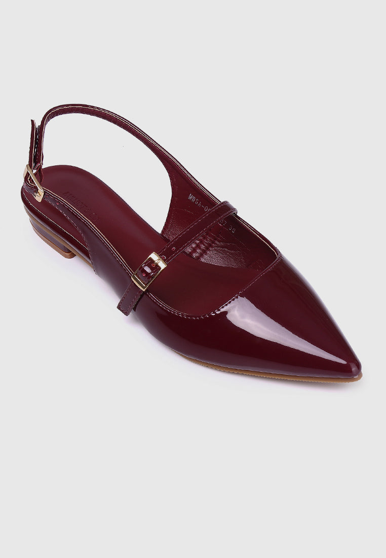 Aurelie Pointed Toe Flats Ballerina (Maroon) - Main Image