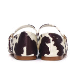 Aelia Cow Print Rounded Toe Flats & Ballerina (Brown)