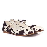 Aelia Cow Print Rounded Toe Flats & Ballerina (Brown)