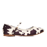 Aelia Cow Print Rounded Toe Flats & Ballerina (Brown)