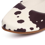Aelia Cow Print Rounded Toe Flats & Ballerina (Brown)