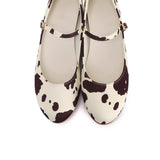 Aelia Cow Print Rounded Toe Flats & Ballerina (Brown)