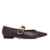 Shanzey Chucky Buckle Strap Ballerina & Flats (Espresso)