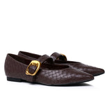 Shanzey Chucky Buckle Strap Ballerina & Flats (Espresso)