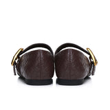Shanzey Chucky Buckle Strap Ballerina & Flats (Espresso)