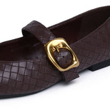 Shanzey Chucky Buckle Strap Ballerina & Flats (Espresso)