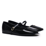 Gina Round Toe Mary Jane Ballerina & Flats (Black)