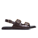 Avery Double Strap Slingback Sandals (Brown)