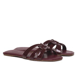 Patent Suvi Open Toe Sandals (Maroon)