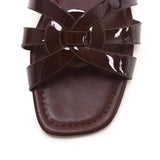 Patent Suvi Open Toe Sandals (Maroon)