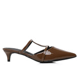 Allison Pointed Toe Kitten Heels (Brown)