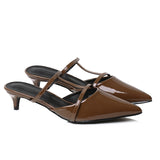 Allison Pointed Toe Kitten Heels (Brown)