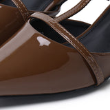 Allison Pointed Toe Kitten Heels (Brown)