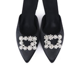 Doretta Embellishment Slip Ons Heels (Black)