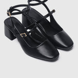 Glacier Mary Jane Block Heels (Black)