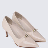 Callen Pointed Toe Pumps (Beige)