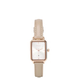Zara Rose Gold Leather Analogue Watch (Beige)