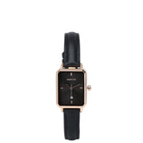 Zara Rose Gold Leather Analogue Watch (Black)