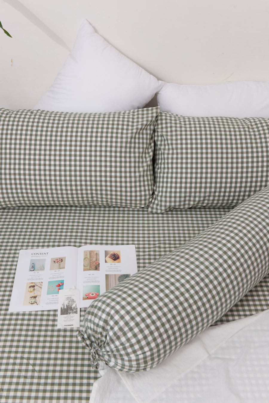 Elly Gingham SS 3-pc Fitted Sheet Set (Dark Green)