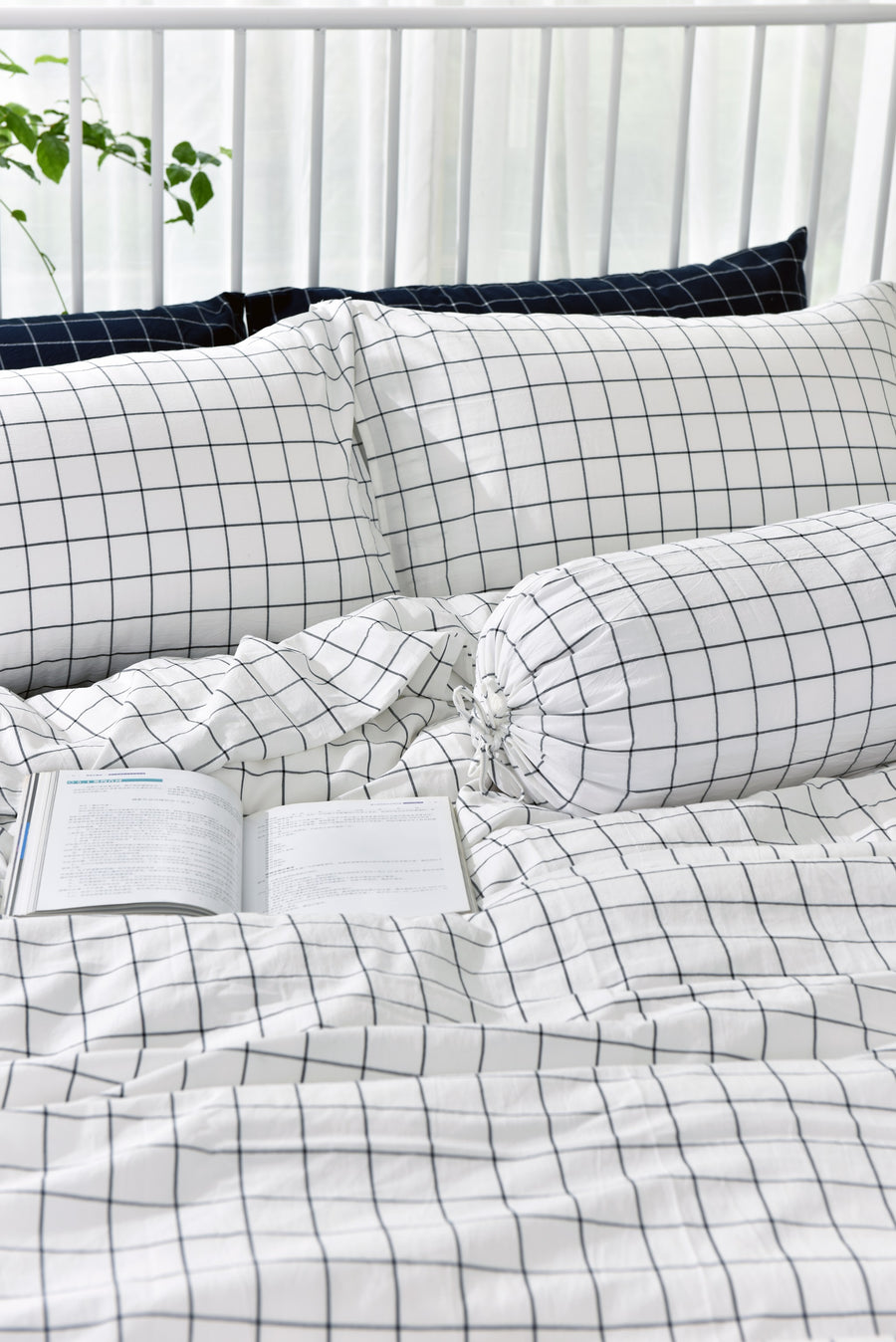 Ohel Gingham SS 3-pc Fitted Sheet Set (White)