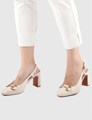 Burgundy Square Toe Heels (White)