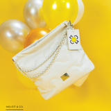 Smiley Life Is Good Chain Drawstring Handbag (Cornsilk)