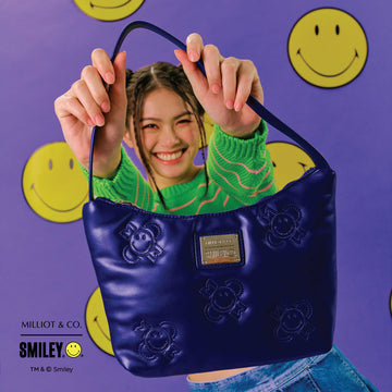 Smiley Happy Flower Shoulder Bag (Navy)