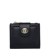 Lizzy Turn-Lock Top Zip Mini Wallet (Black)