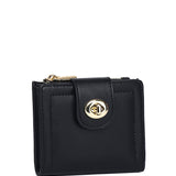 Lizzy Turn-Lock Top Zip Mini Wallet (Black)