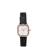 Adelie Rose Gold Leather Analog Watches (Black)