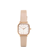 Ainsley Rose Gold Leather Strap Watch (Beige)