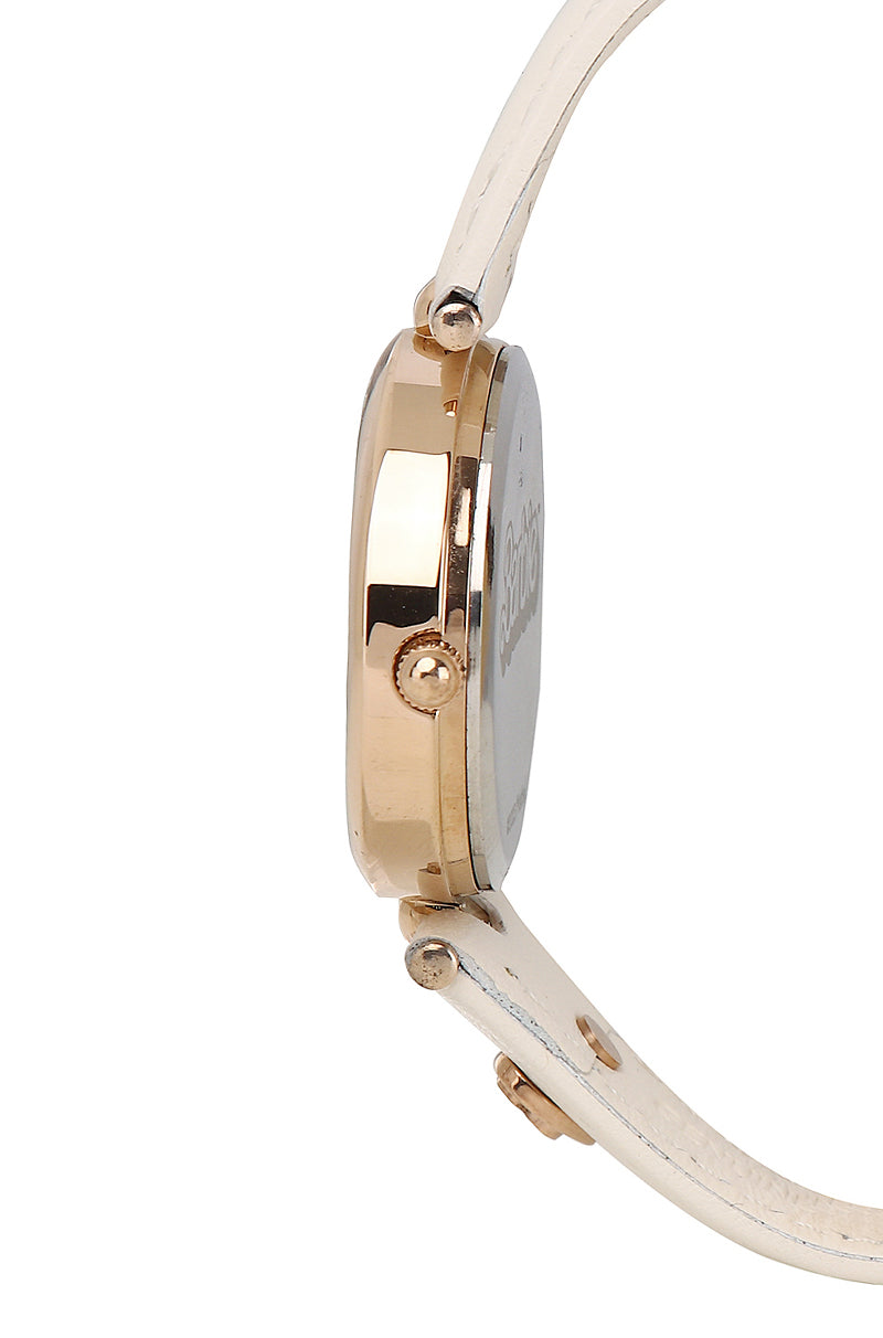 Your Fave! Rose Gold Leather Analog Watch (White)