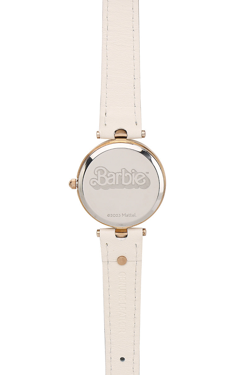 Barbie Your Fave! Rose Gold Leather Analog Watch (White)