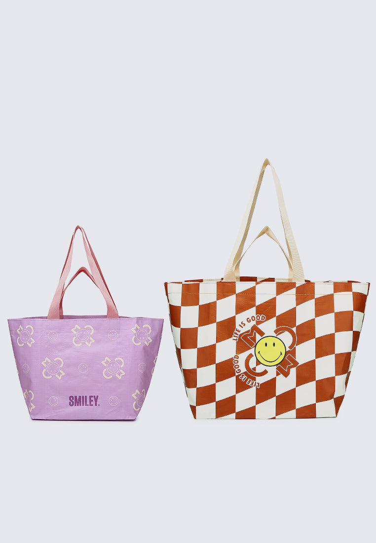 Smiley Cheer Up! Tote Bag 2 In 1 Set (Firebrick)