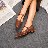 Callie Square Toe Mary Janes (Brown)